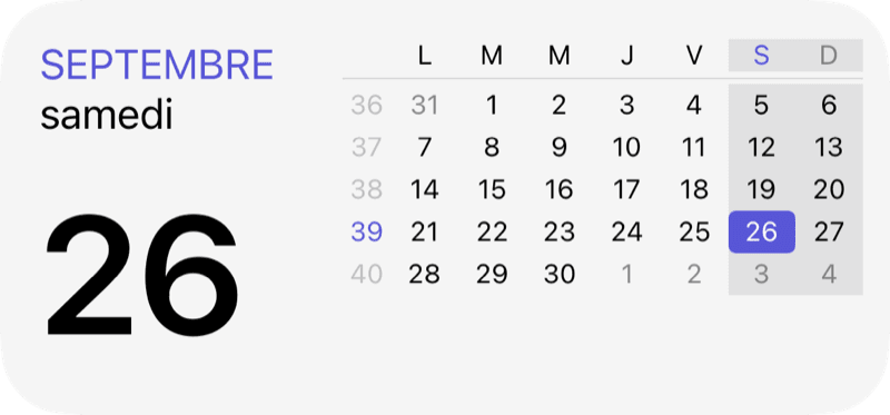 Widget date + mois