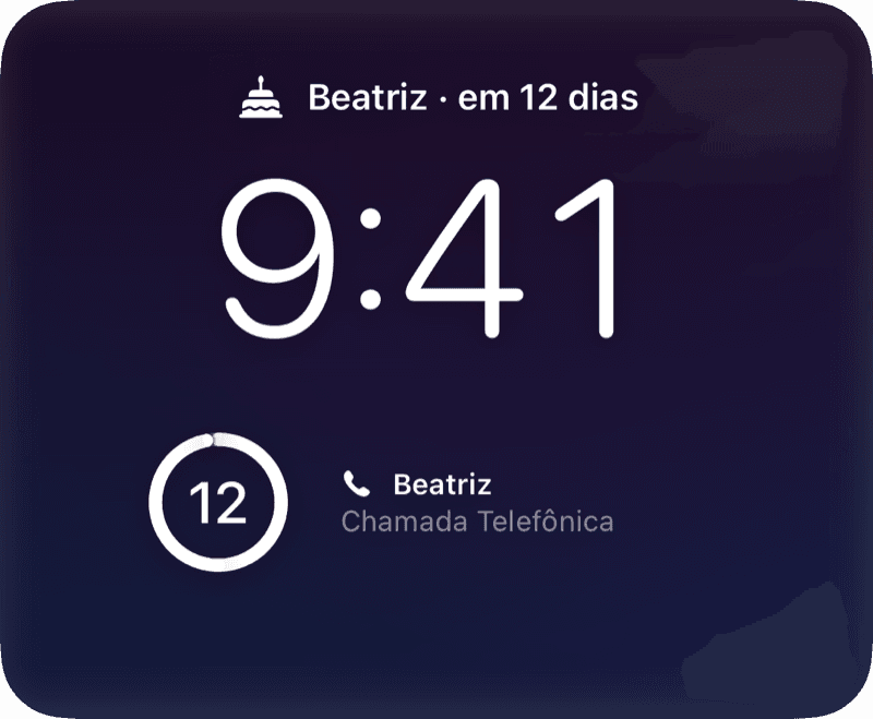 Na tela bloqueada e no StandBy