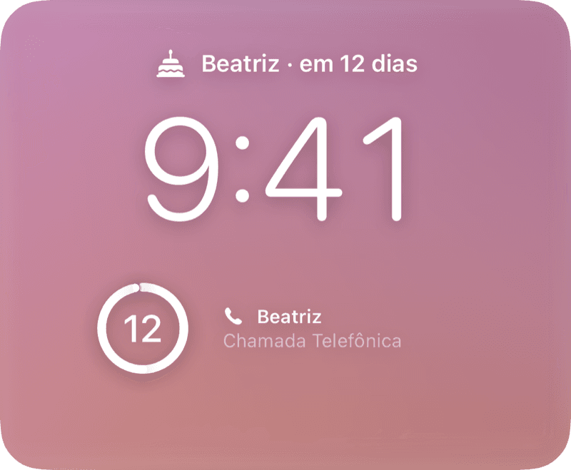 Na tela bloqueada e no StandBy