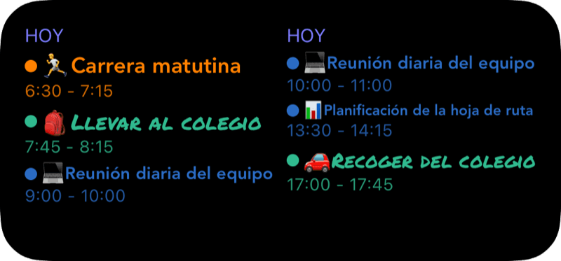 Widget de lista de eventos