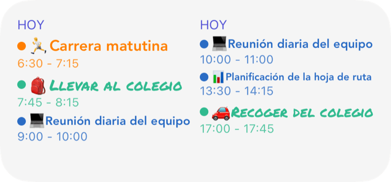Widget de lista de eventos