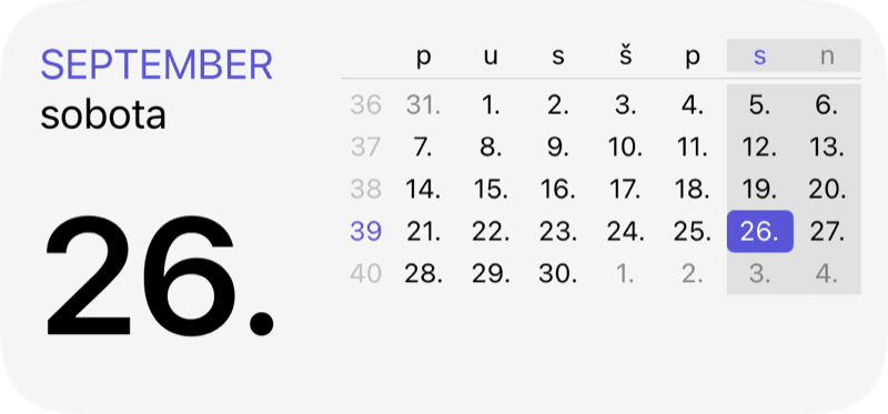 Widget dátum + mesiac